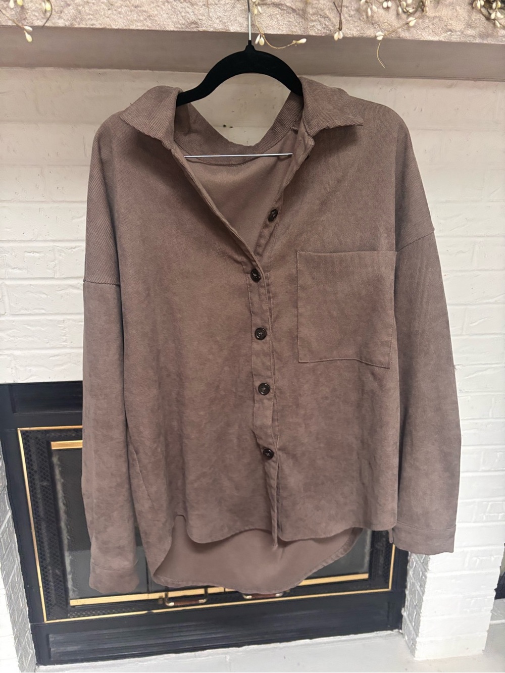 SHEIN Women's Button-Down Shirt Jacket in Taupe
